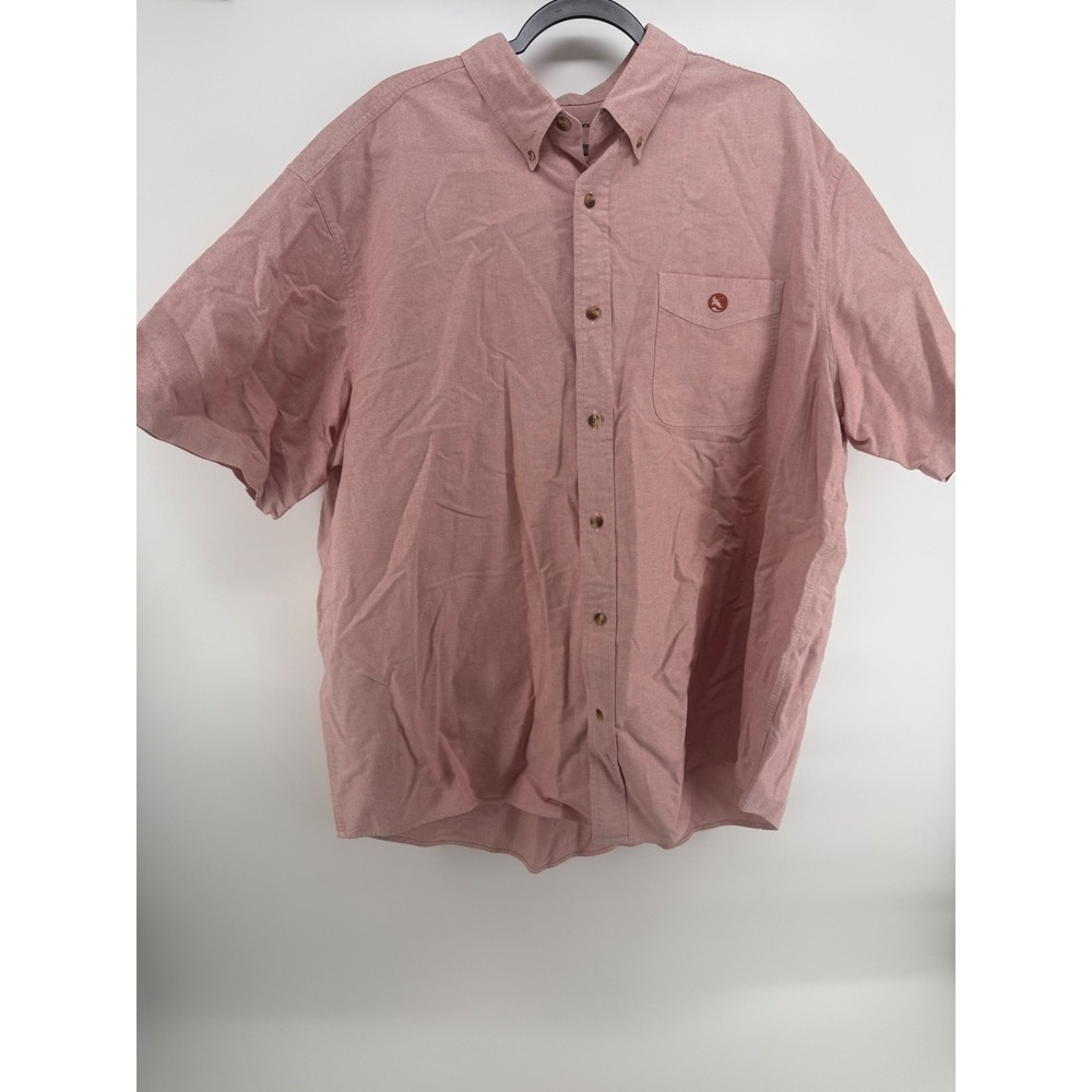 Gander Mountain Mens 2XL Short Sleeve Button Down Shirt Red Oxford Cotton